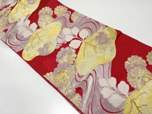 アンティーク　流水に桐・菊模様織り出し袋帯（着用可）